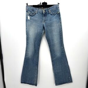 Seven For All Mankind Flare Jeans Bootcut Distressed Denim Women Size 28 VTG
